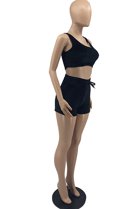 Korea Velvet Vest Shorts Sport Two-Piece YYF8194