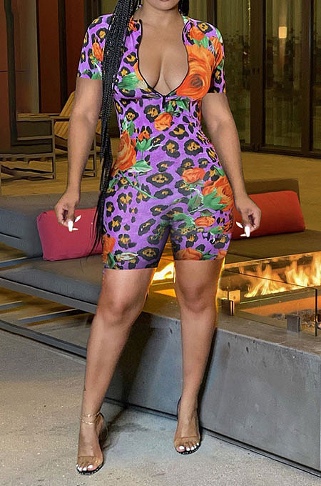 Fashion Women Spring Summer Women Printing Romper Shorts GHH009