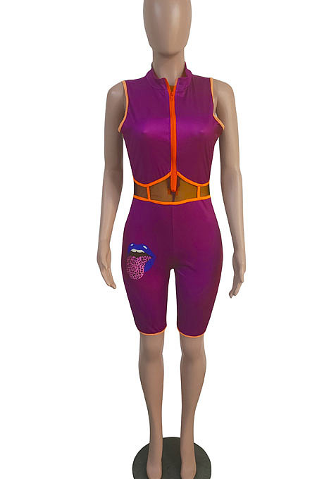 Printing Sleeveless Trendy Tight Romper Shorts GHH007