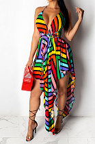 Condole Belt V Neck Irregularity Midi Dress QQM3739