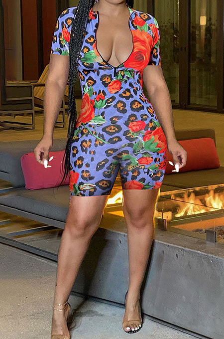 Fashion Women Spring Summer Women Printing Romper Shorts GHH009