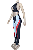 Sexy Backless Color Matching Positioning Print Two-Piece WM2133