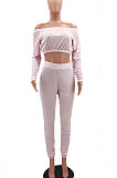 Sexy Pure Color Long Sleeve T Shirts Trendy Casual Two-Pieces MLD5009