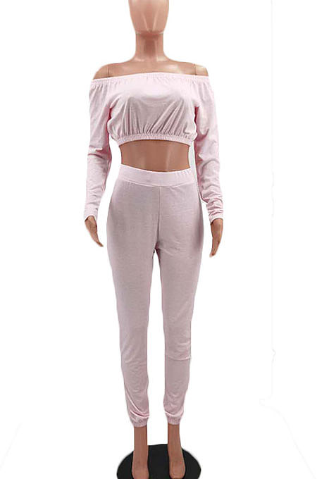 Sexy Pure Color Long Sleeve T Shirts Trendy Casual Two-Pieces MLD5009