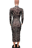 Net Yarn Sexy Printing Mini Dress R6419