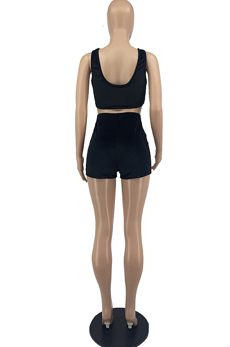Korea Velvet Vest Shorts Sport Two-Piece YYF8194