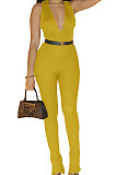 Zipper Sexy Sleeveless Pure Color Bodycon Jumpsuits XQ1104