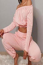 Sexy Pure Color Long Sleeve T Shirts Trendy Casual Two-Pieces MLD5009