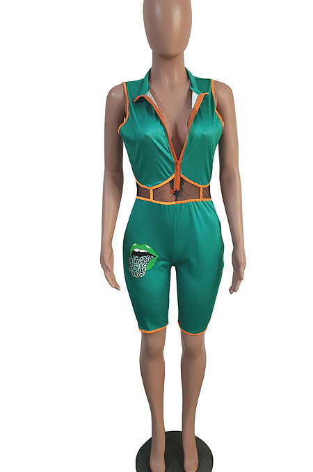 Printing Sleeveless Trendy Tight Romper Shorts GHH007