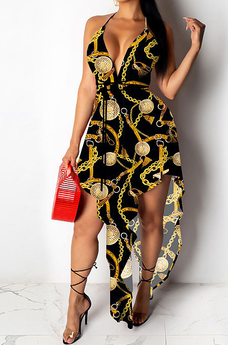 Condole Belt V Neck Irregularity Midi Dress QQM3739