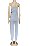 Fashion Sexy Boob Tube Top Belt Lace Waistband Jumpsuits WM2132