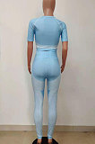 Trendy Printing Short Sleeve Outdoor High Waist Tight Yoga Pants Sets LD9127