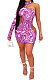 Fashion Sexy Casual Positioning Printing Single Sleeve Off Shoulder Mini Dress GHH008