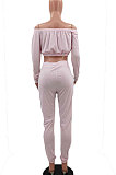 Sexy Pure Color Long Sleeve T Shirts Trendy Casual Two-Pieces MLD5009