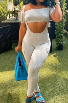 Fashion Sling A Word Shoulder Puff Sleeve Two-Piece WM2131