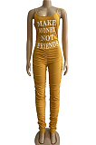 Sexy Sling Print Letter Jumpsuits WM2134 