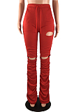 Carry Buttock Cultivate One's Morality Hole Fold Sport Pants SMD2024