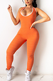 Pure Color Bubble Jacquard Vest Cross Jumpsuits YT3259 