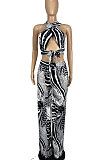Stripe Printing Bandeau Bra Wide-legged pants Sest CY1316