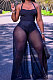 Pure Color Condole Belt Hang A Neck Bind Casual Wide Leg Jumpsuits SN390092
