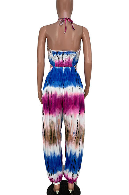 Hang A Neck Backless Dark V Neck Irregularity Wide Leg Jumpsuits AMM8110