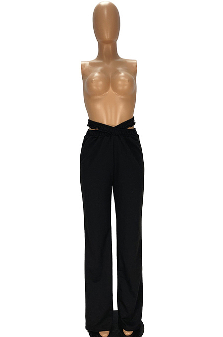 Fashion Cross Waistband Wide-Legged Long Pants YT3261 