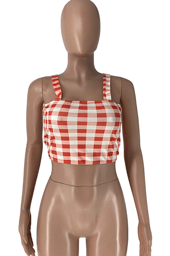 Sexy Plaid Sling Simplee T-Shirts HG096