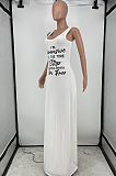Sexy Pure Color Letter Print Vest Dresses HG105
