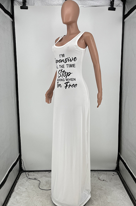 Sexy Pure Color Letter Print Vest Dresses HG105