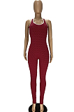 Pure Color Bubble Jacquard Vest Cross Jumpsuits YT3259 