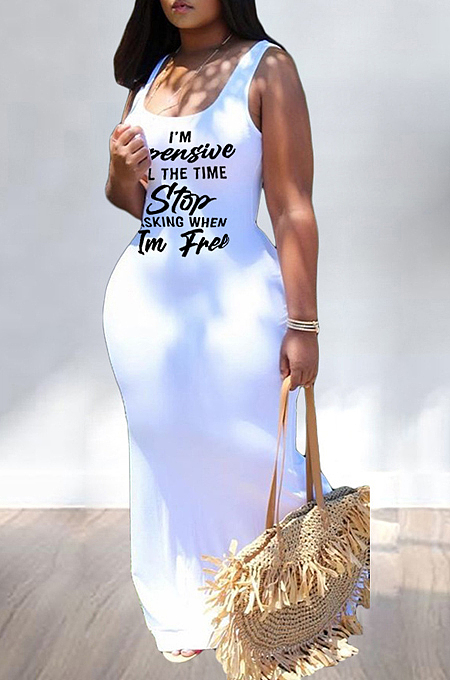 Sexy Pure Color Letter Print Vest Dresses HG105