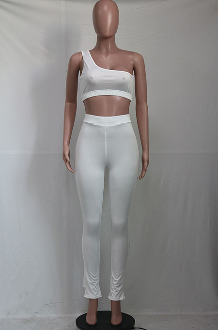 Fashion Sleeveless Off Shoulder Pure Color Sport The Home Suits SY8803
