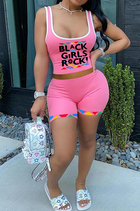 Fashion Pure Color Offset Printing Print Vest Two-Piece HG106