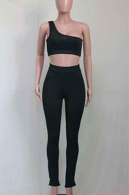 Fashion Sleeveless Off Shoulder Pure Color Sport The Home Suits SY8803