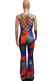 Women High Waist Tight Flare Jumpsuits H1627
