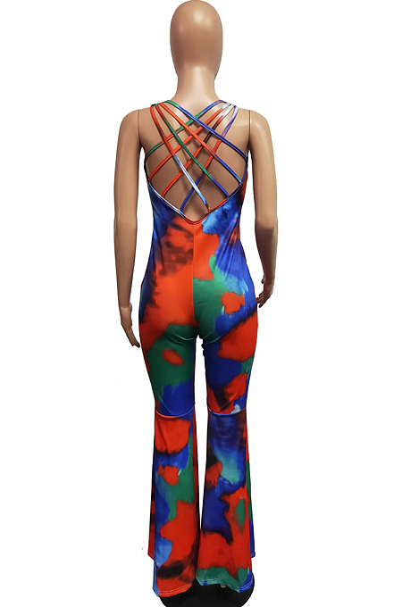 Women High Waist Tight Flare Jumpsuits H1627