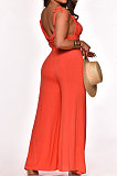 Pure Color Shoulders Bind Casual Wide Leg Jumpsuits SN390090