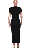 Sexy Pure Color Burnt Flower Fashion Temperament Long Dress SN390084
