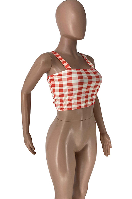 Sexy Plaid Sling Simplee T-Shirts HG096