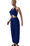 Hang A Neck Backless Dark V Neck Irregularity Wide Leg Jumpsuits AMM8040