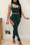 Casual Hollow Out Pit Rar Pure Color Two-Piece YMM9062