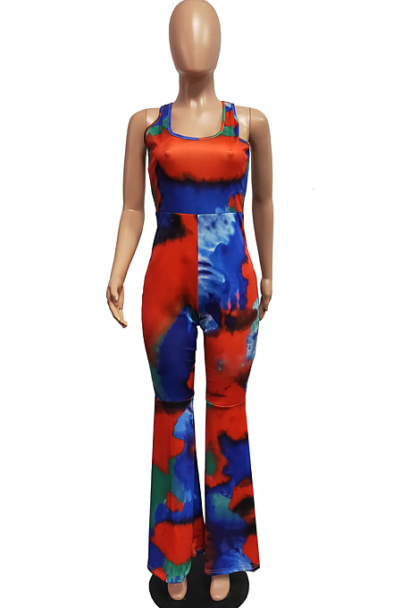 Women High Waist Tight Flare Jumpsuits H1627