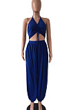 Hang A Neck Backless Dark V Neck Irregularity Wide Leg Jumpsuits AMM8040
