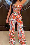 Stripe Printing Bandeau Bra Wide-legged pants Sest CY1316