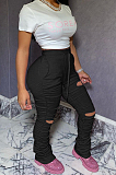 Carry Buttock Cultivate One's Morality Hole Fold Sport Pants SMD2024