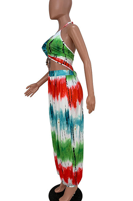 Hang A Neck Backless Dark V Neck Irregularity Wide Leg Jumpsuits AMM8110
