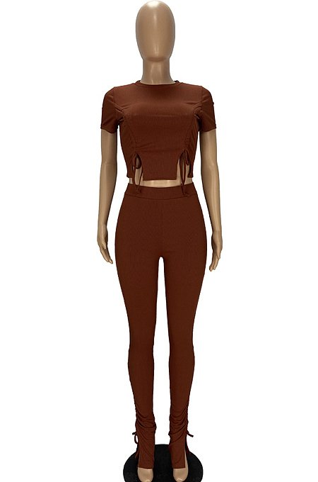 Fashion Shirred Detail Sexy Two-Piece YT3258
