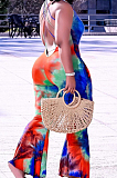 Women High Waist Tight Flare Jumpsuits H1627
