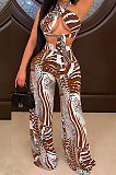 Stripe Printing Bandeau Bra Wide-legged pants Sest CY1316