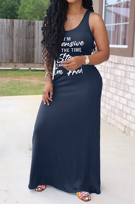 Sexy Pure Color Letter Print Vest Dresses HG105